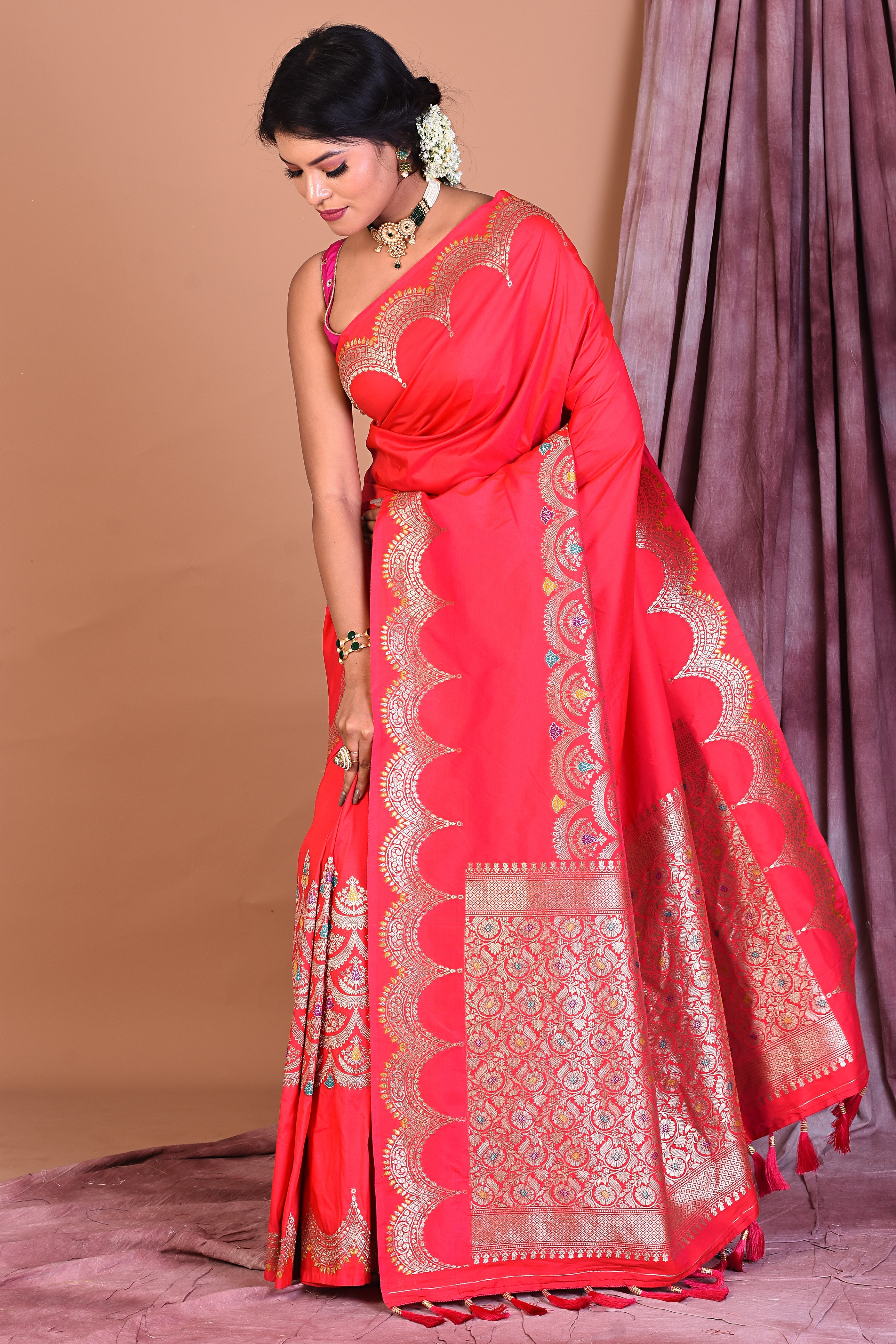 Rani Blended Silk Saree with Golden Zari - Keya Seth Exclusive