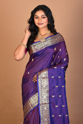 Purple Pure Katan Silk Saree with Blouse Piece - Keya Seth Exclusive