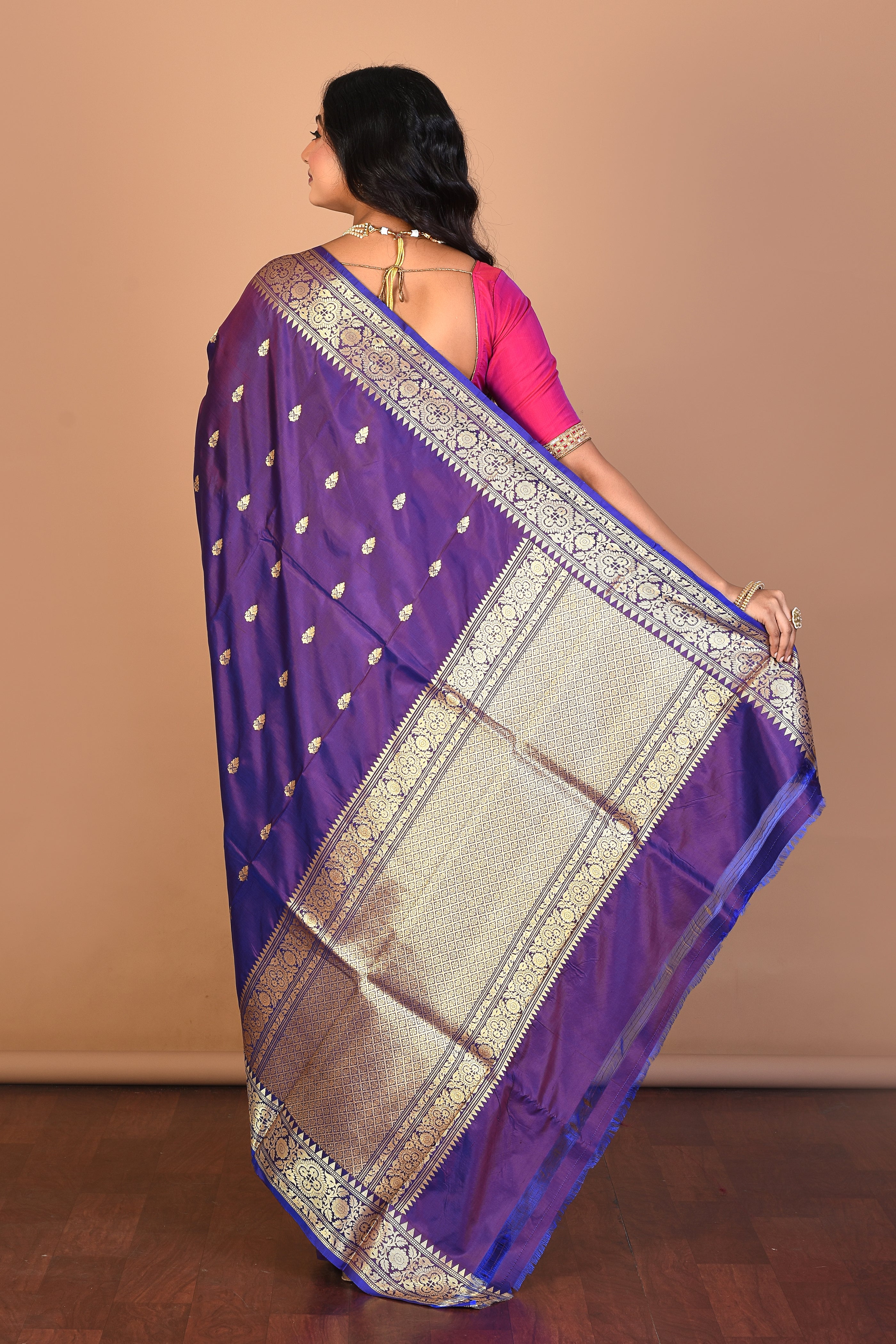 Purple Pure Katan Silk Saree with Blouse Piece - Keya Seth Exclusive