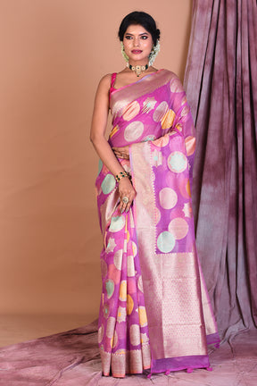 Magenta Blended Organza Saree with Zari Work - Keya Seth Exclusive