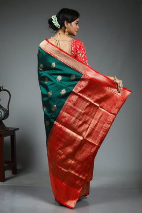 Dark Green Pure Katan Saree