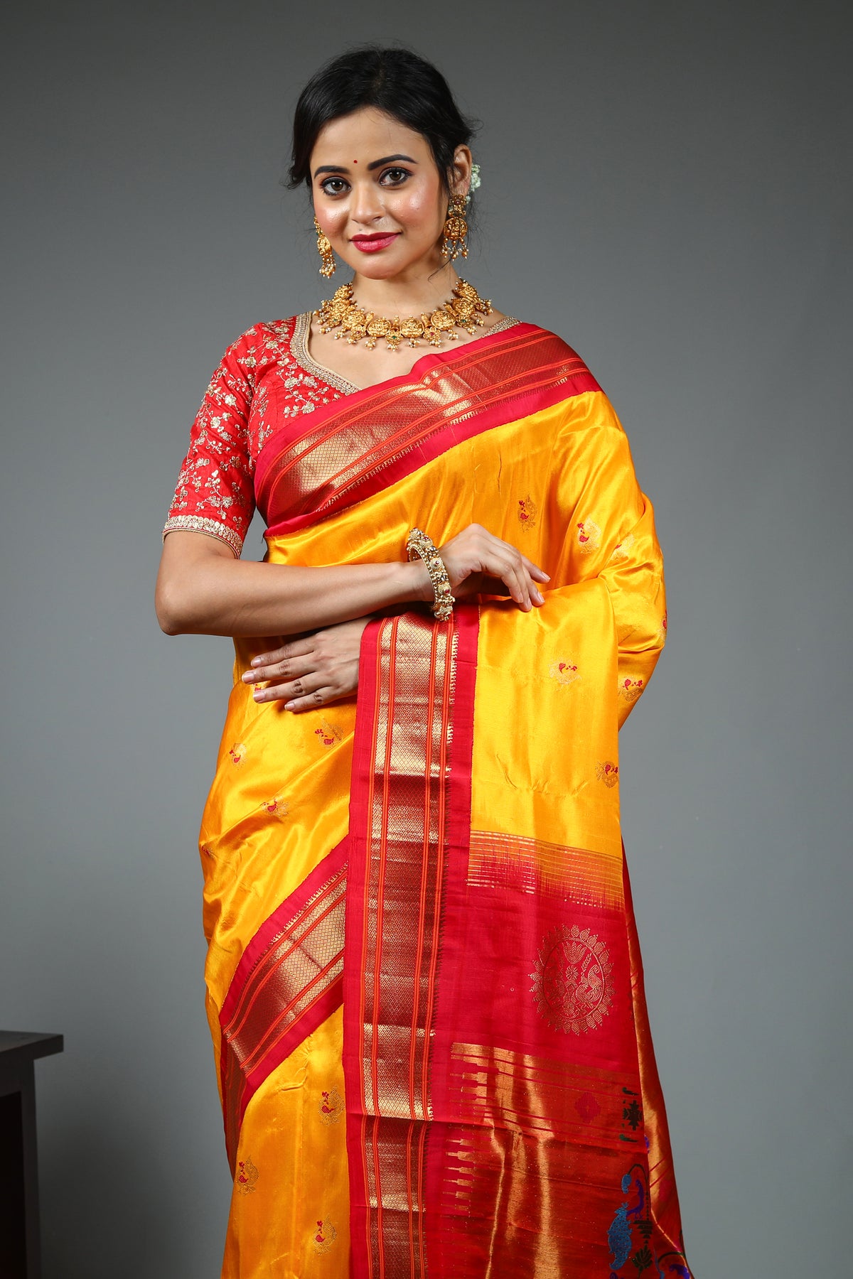 Yellow Pure Katan Saree