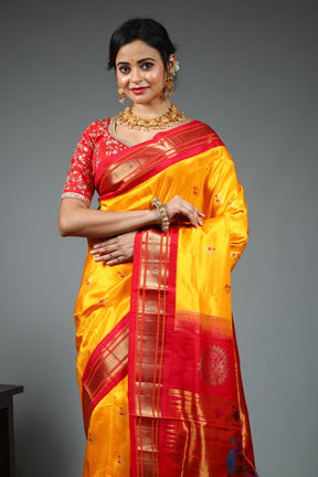 Yellow Pure Katan Saree