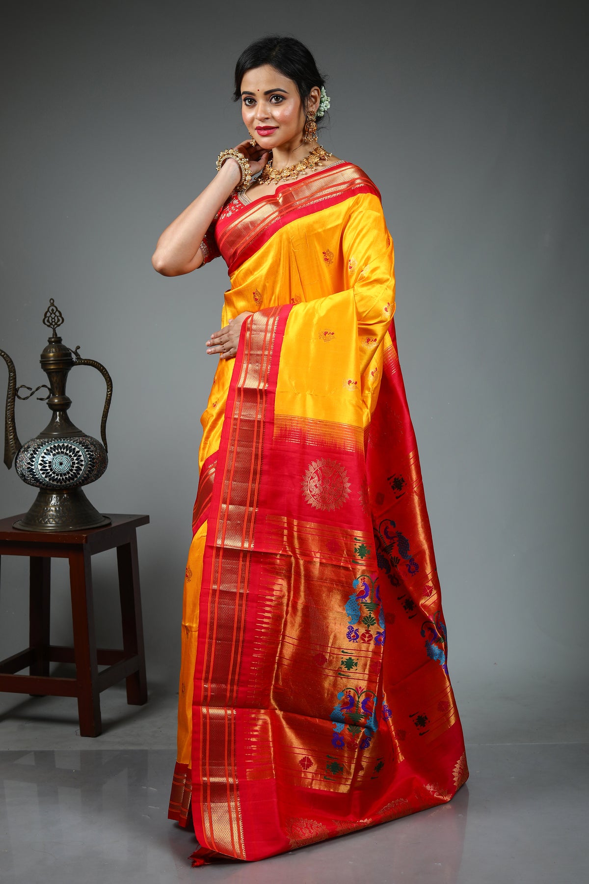 Yellow Pure Katan Saree