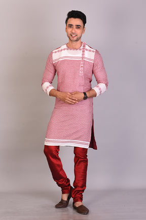 Long Maroon Raw Silk Kurta with Full Sleeves - Keya Seth Exclusive