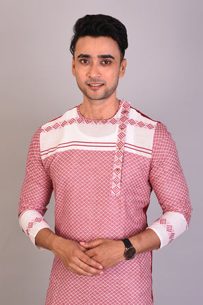 Long Maroon Raw Silk Kurta with Full Sleeves - Keya Seth Exclusive