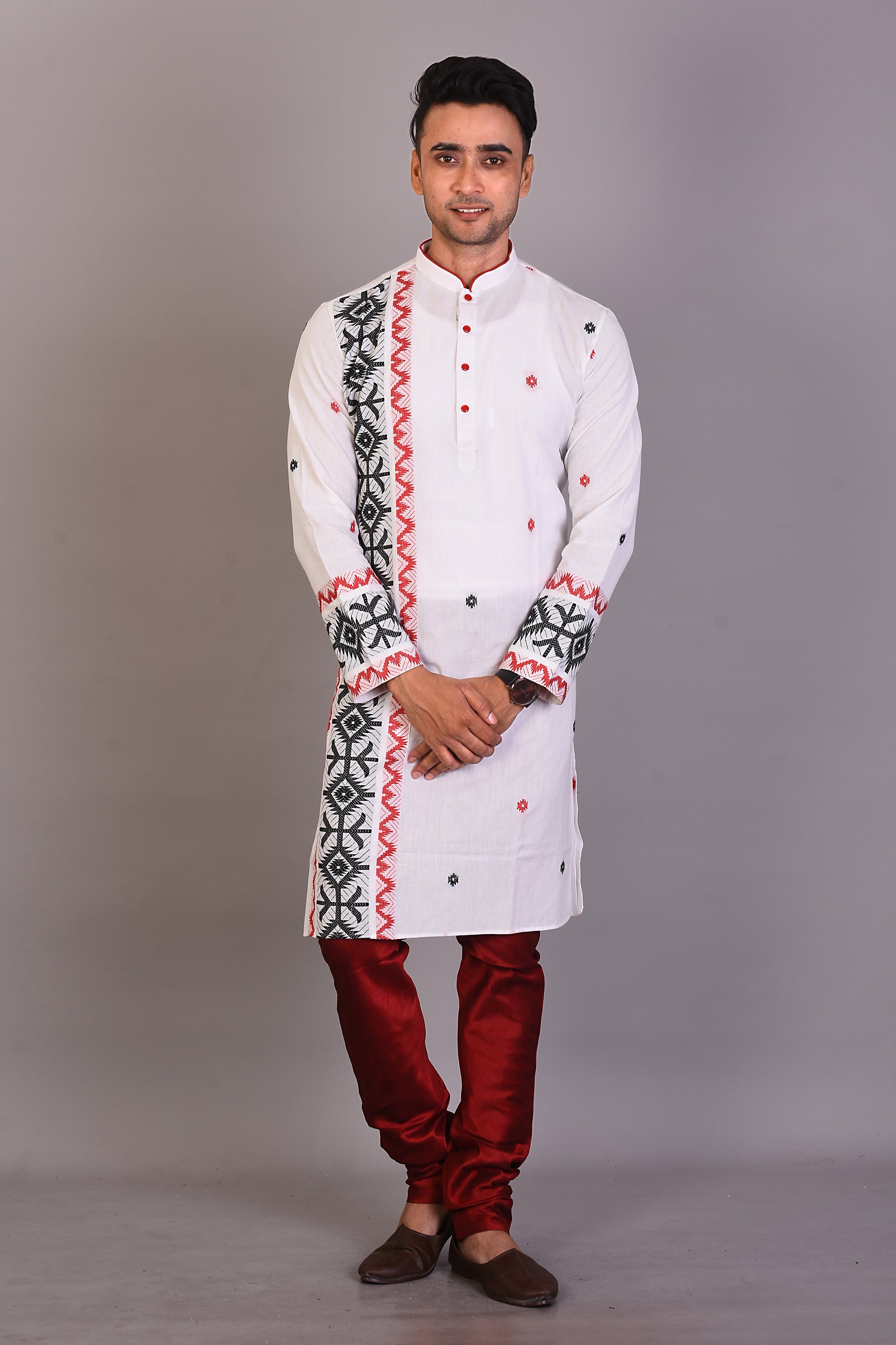 Long White Silk Kurta with Full Sleeves - Keya Seth Exclusive