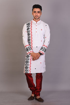 Long White Silk Kurta with Full Sleeves - Keya Seth Exclusive