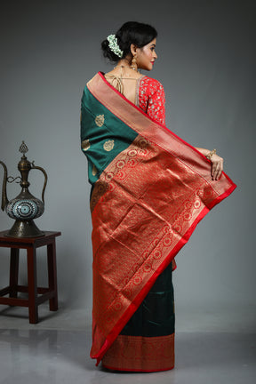 Dark Green Pure Katan Saree