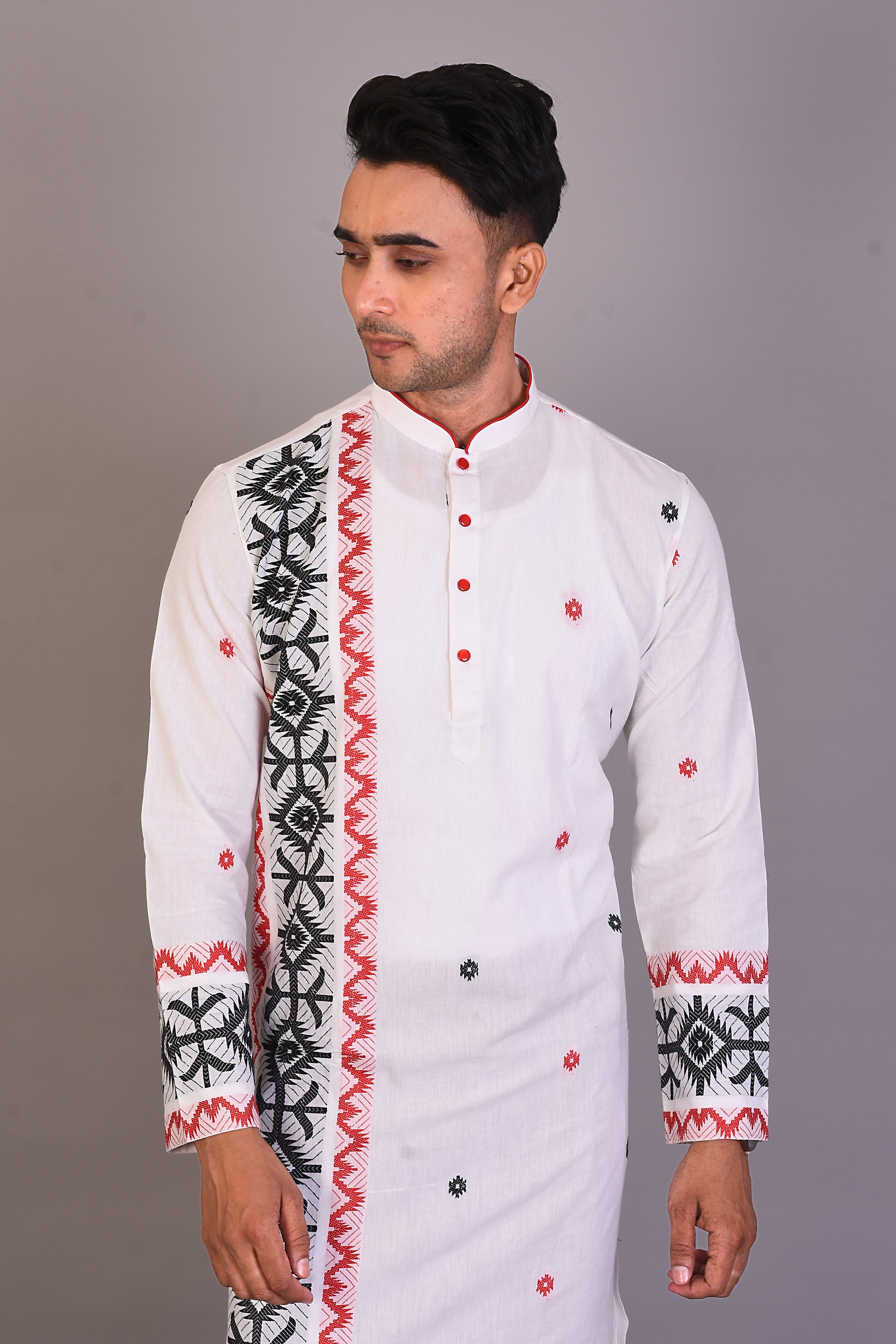 Long White Silk Kurta with Full Sleeves - Keya Seth Exclusive
