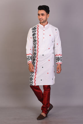 Long White Silk Kurta with Full Sleeves - Keya Seth Exclusive