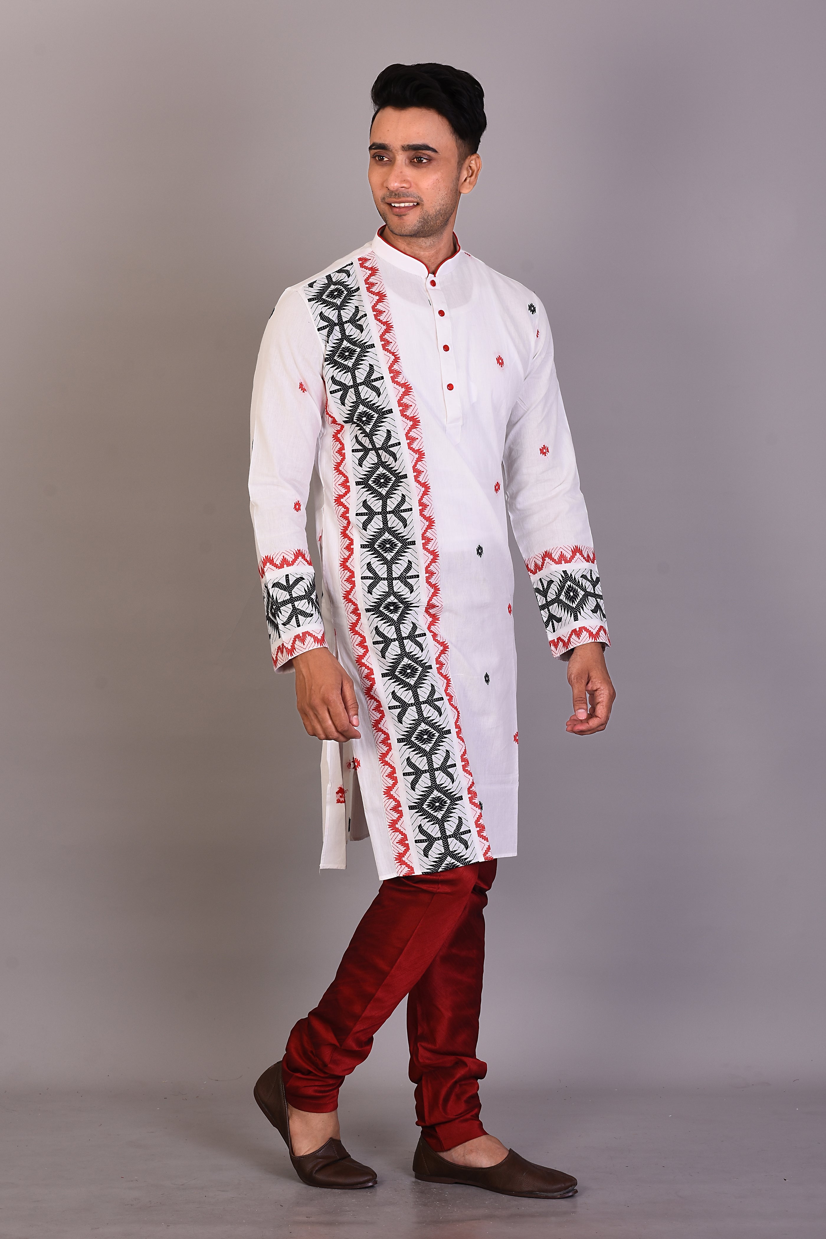 Long White Silk Kurta with Full Sleeves - Keya Seth Exclusive
