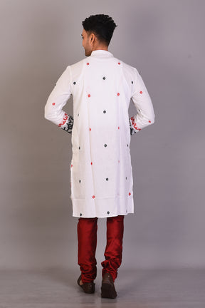 Long White Silk Kurta with Full Sleeves - Keya Seth Exclusive
