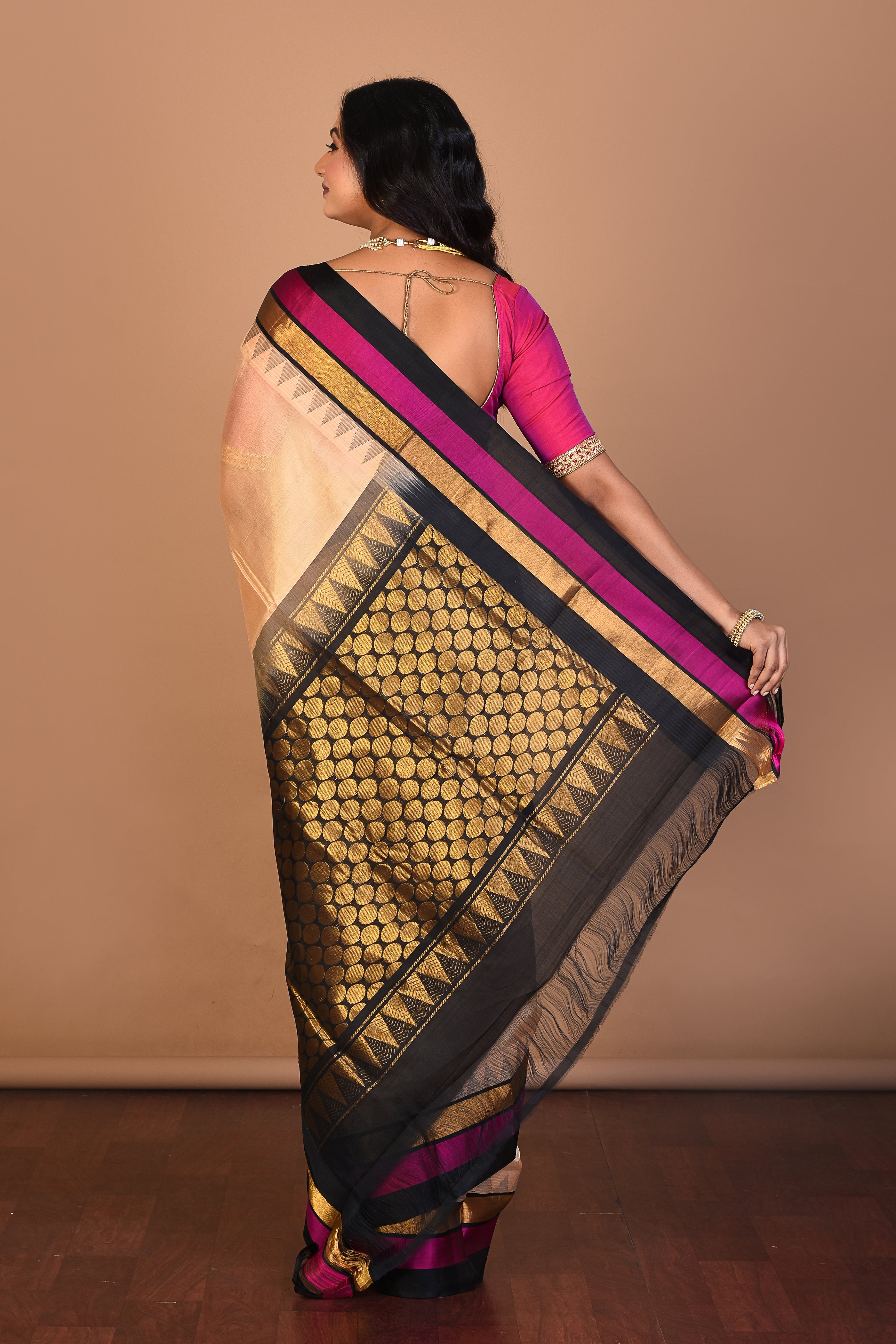 Beige Tissue Saree with Blouse Piece - Keya Seth Exclusive