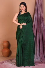 Load image into Gallery viewer, Dark Green Blended Tussar Saree with Sequence - Keya Seth Exclusive
