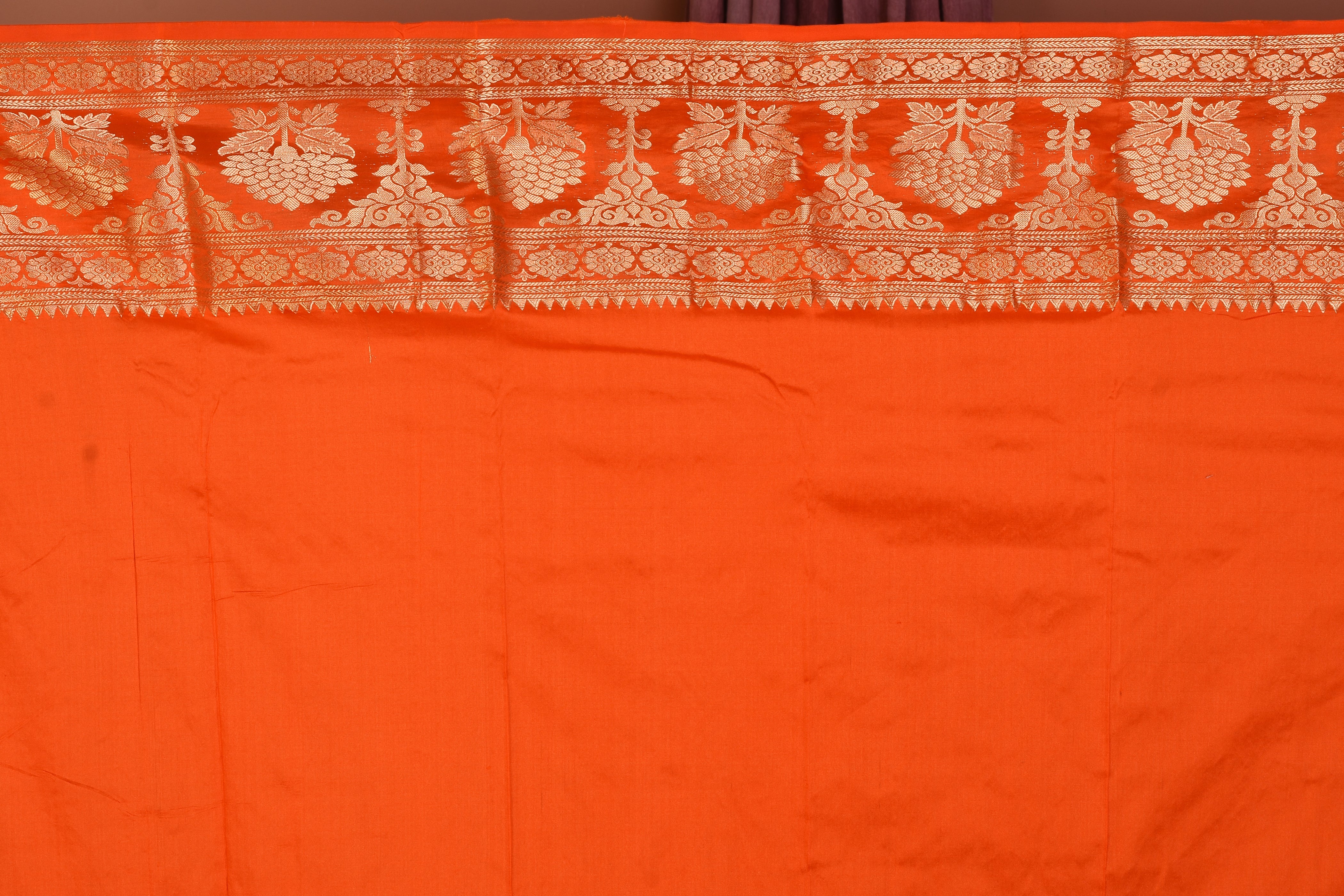 Black Pure Kanjivaram Saree with Orange Borders - Keya Seth Exclusive