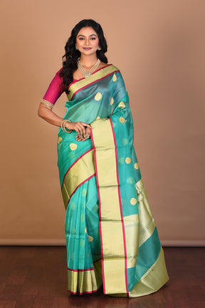 Light Green Tissue Saree with Blouse Piece - Keya Seth Exclusive