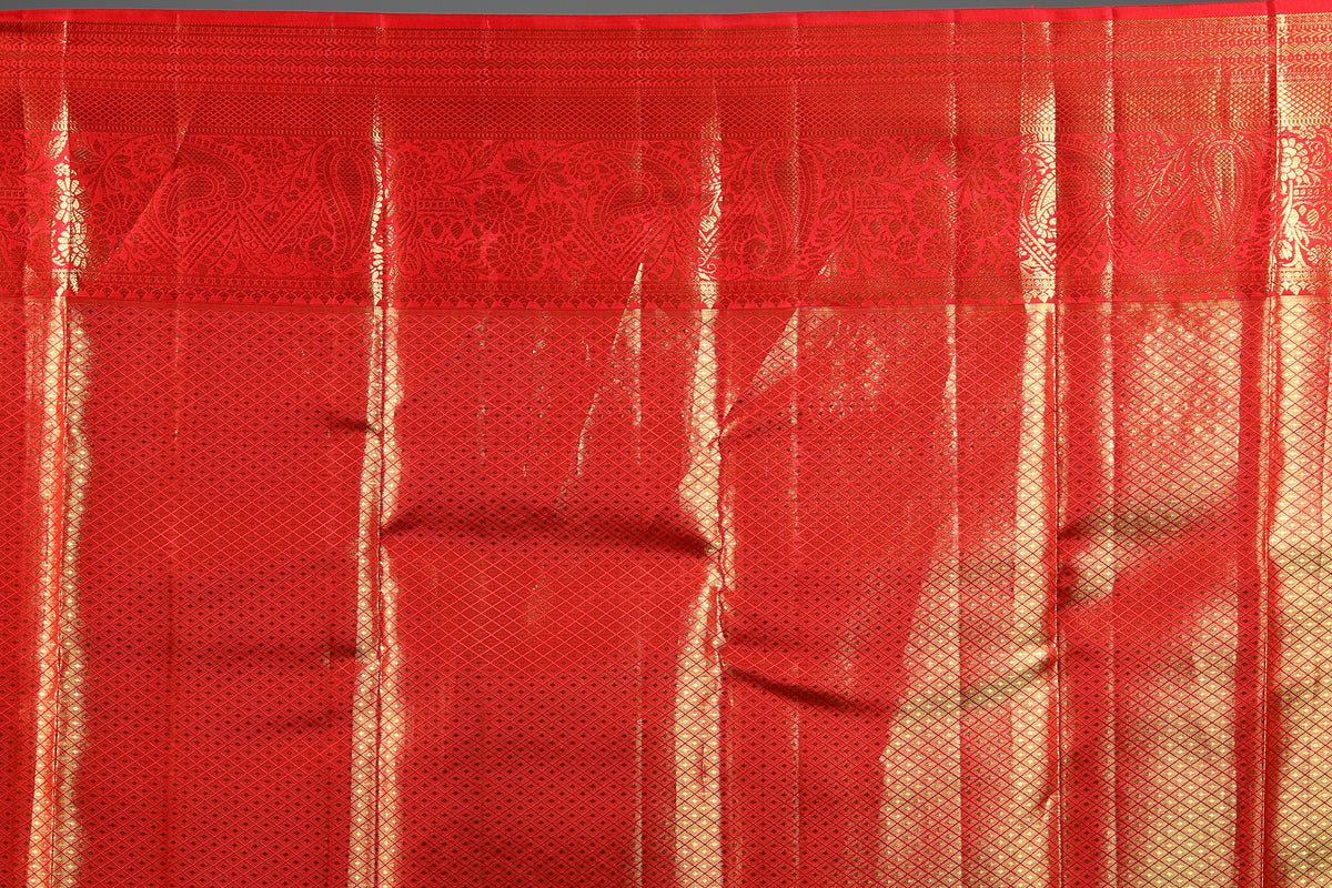 Dual Tone Red Tissue Kanjivaram Saree