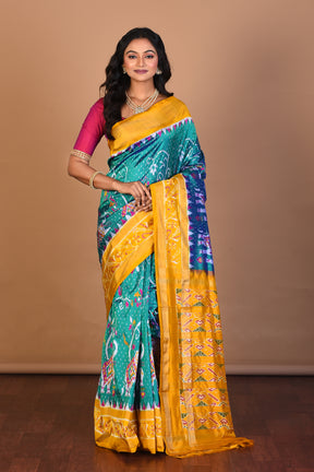 Sea Green Pure Ikkat Silk Saree with Blouse Piece - Keya Seth Exclusive