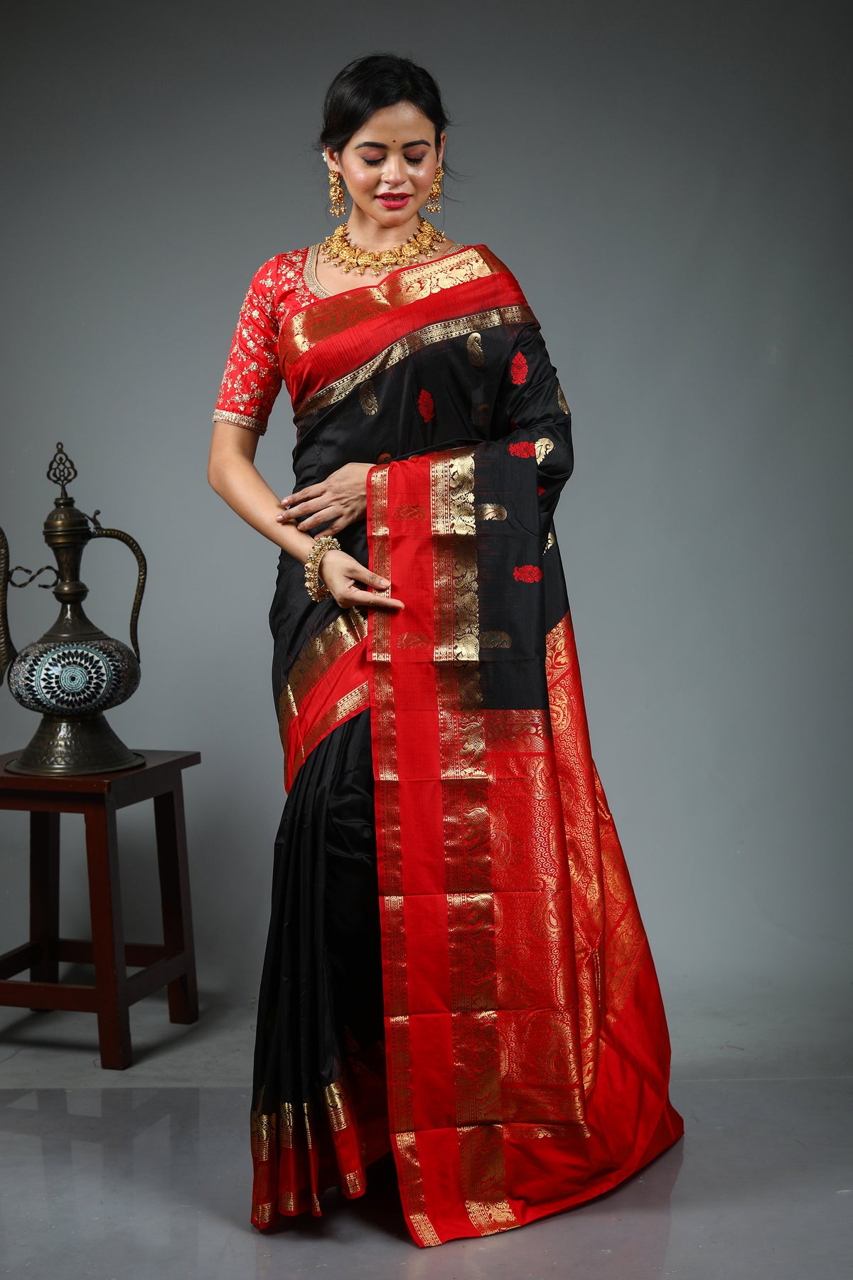 Black Pure Kanjivaram Silk Saree