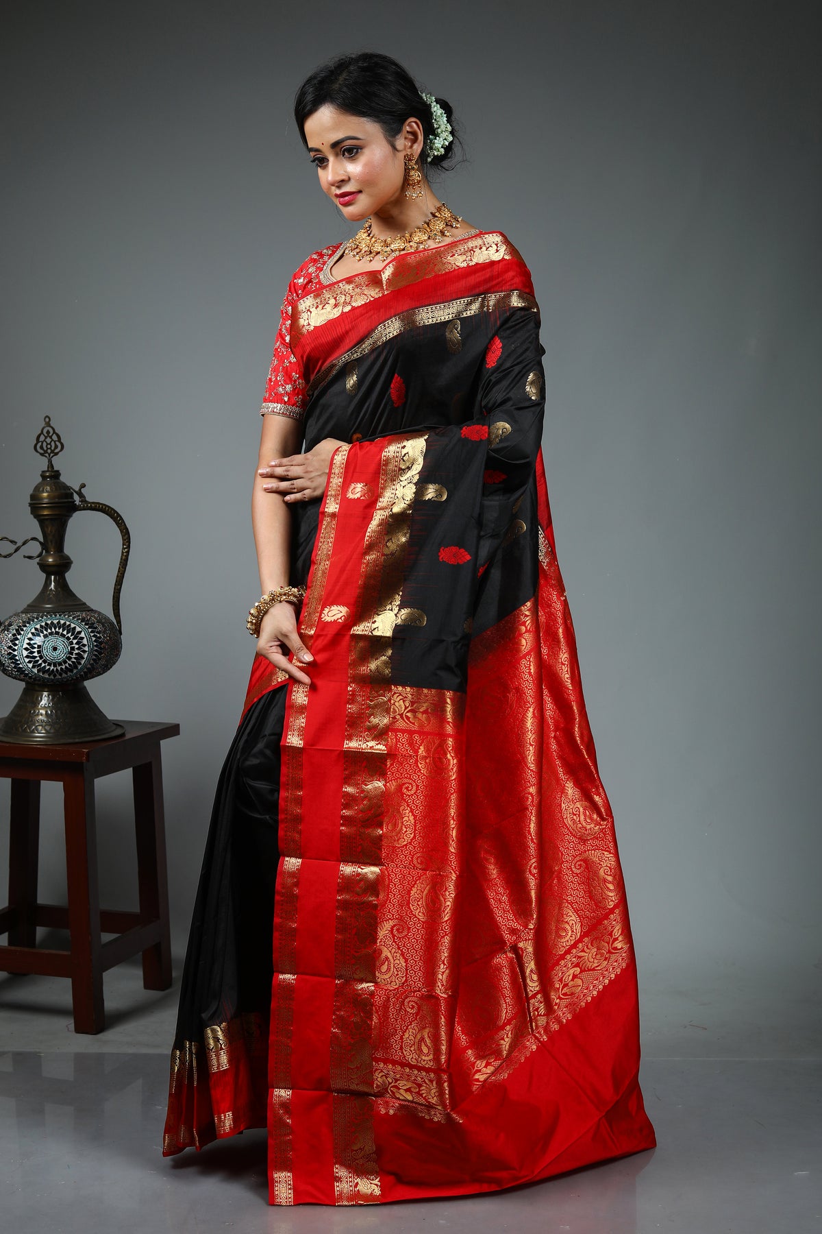 Black Pure Kanjivaram Silk Saree