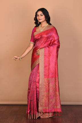 Pink Arani Silk Saree with Blouse Piece - Keya Seth Exclusive