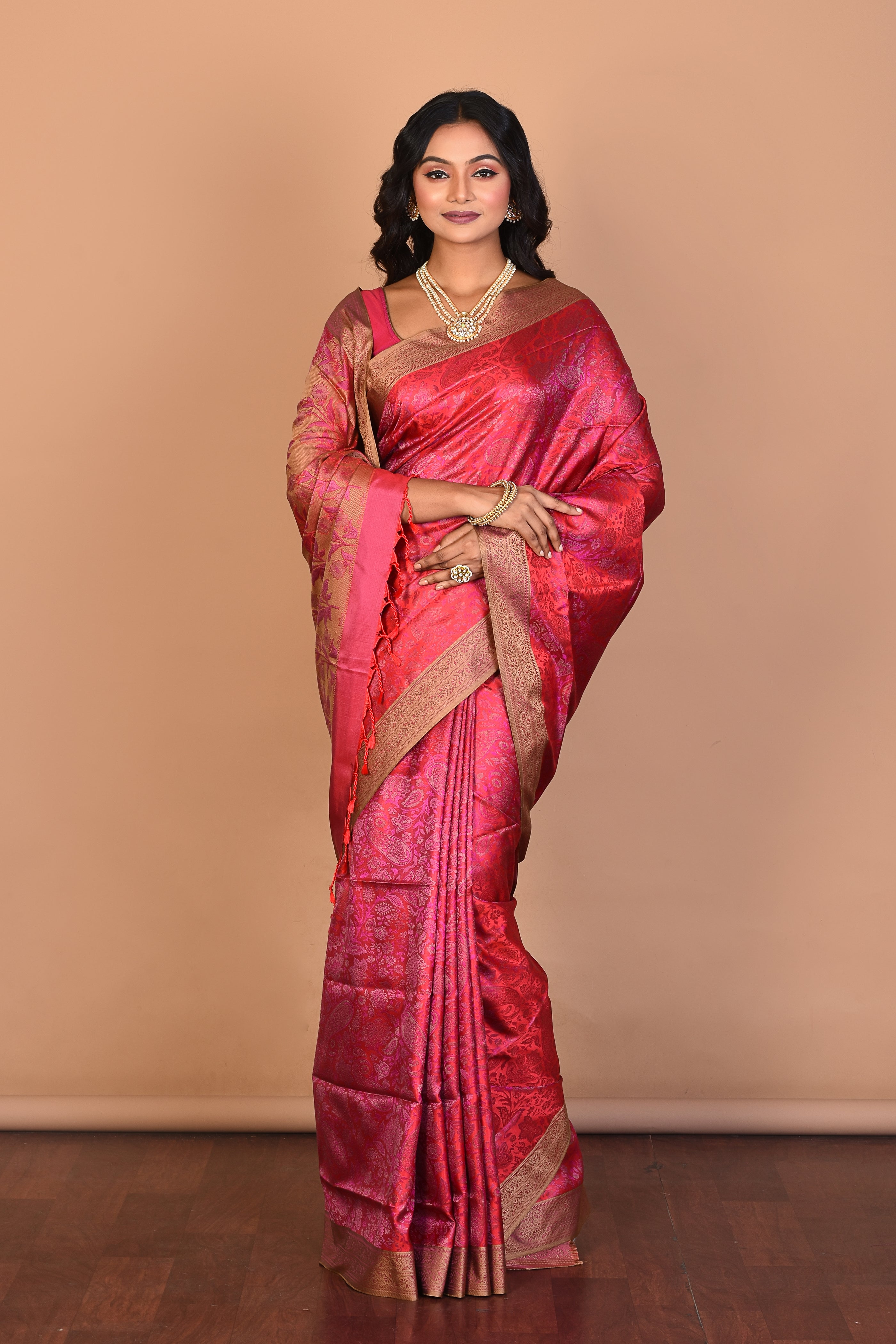 Pink Arani Silk Saree with Blouse Piece - Keya Seth Exclusive