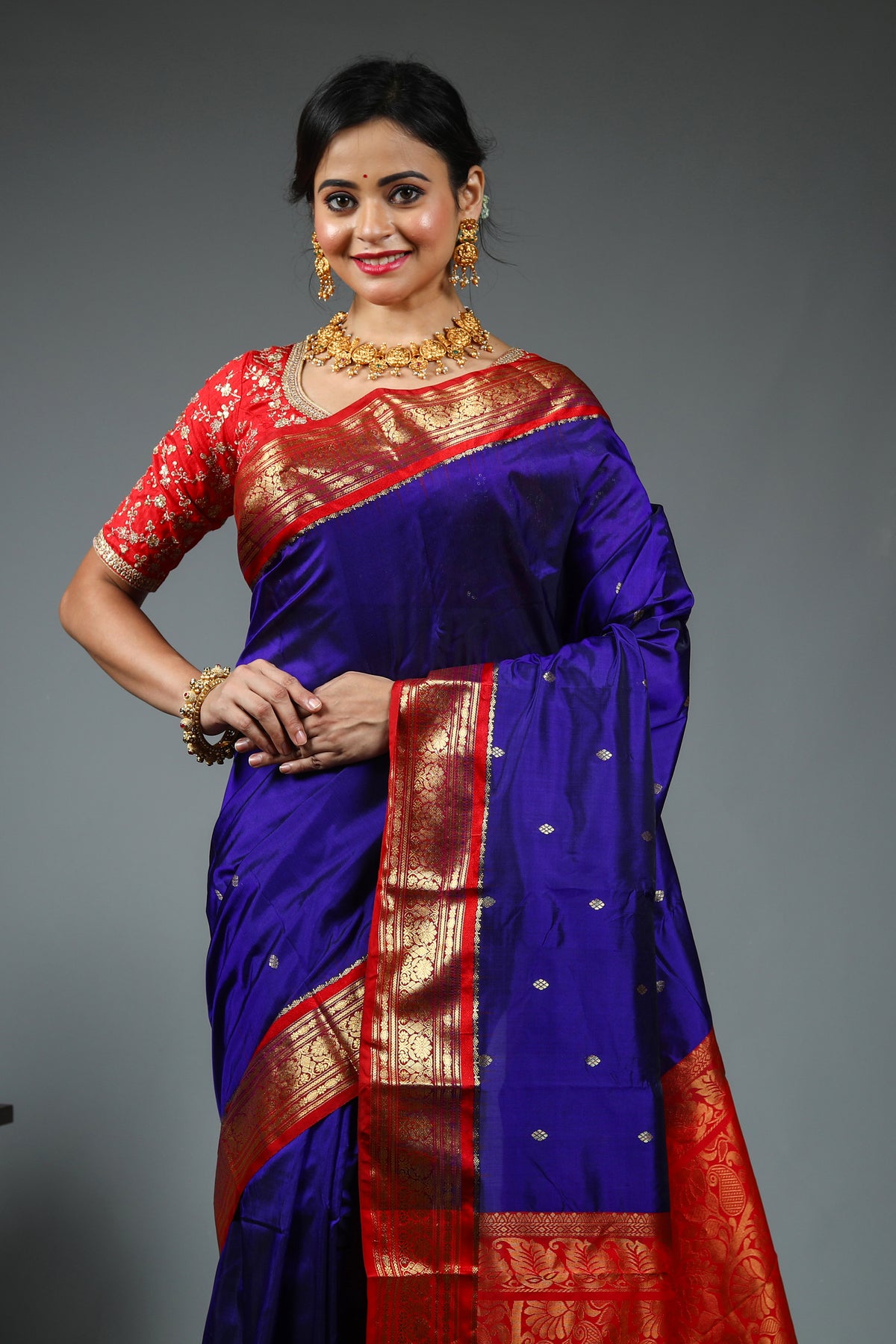 Royal Blue Pure Kanjivaram Silk Saree