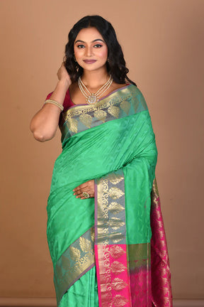 Light Green Pure Arani Silk Saree with Blouse Piece - Keya Seth Exclusive