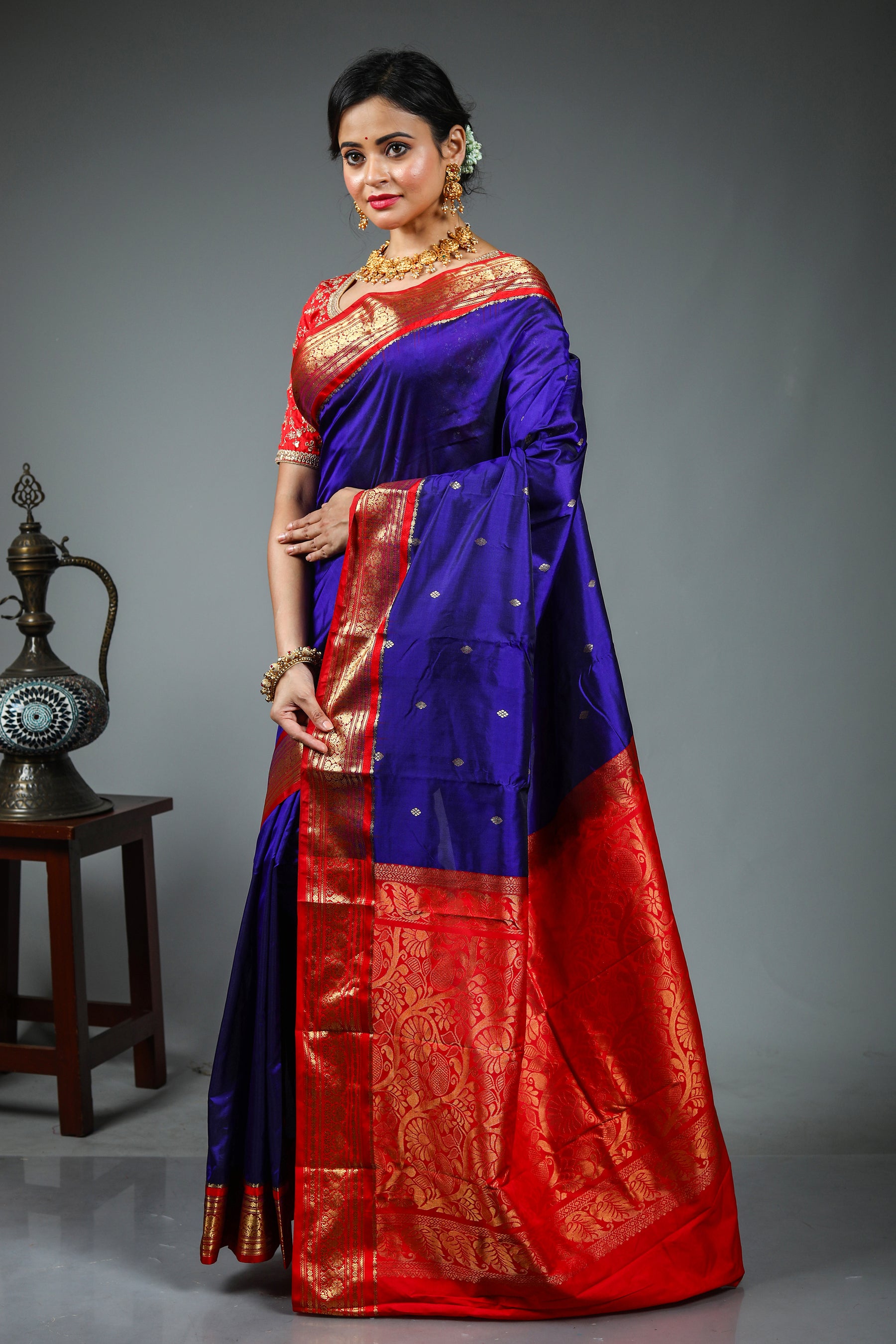 Royal Blue Pure Kanjivaram Silk Saree