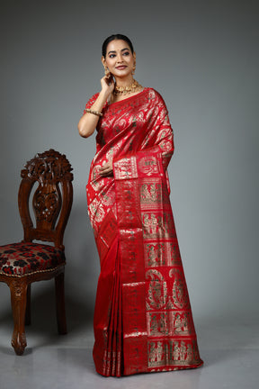 Red Pure Baluchari Saree