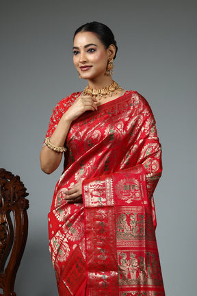 Red Pure Baluchari Saree