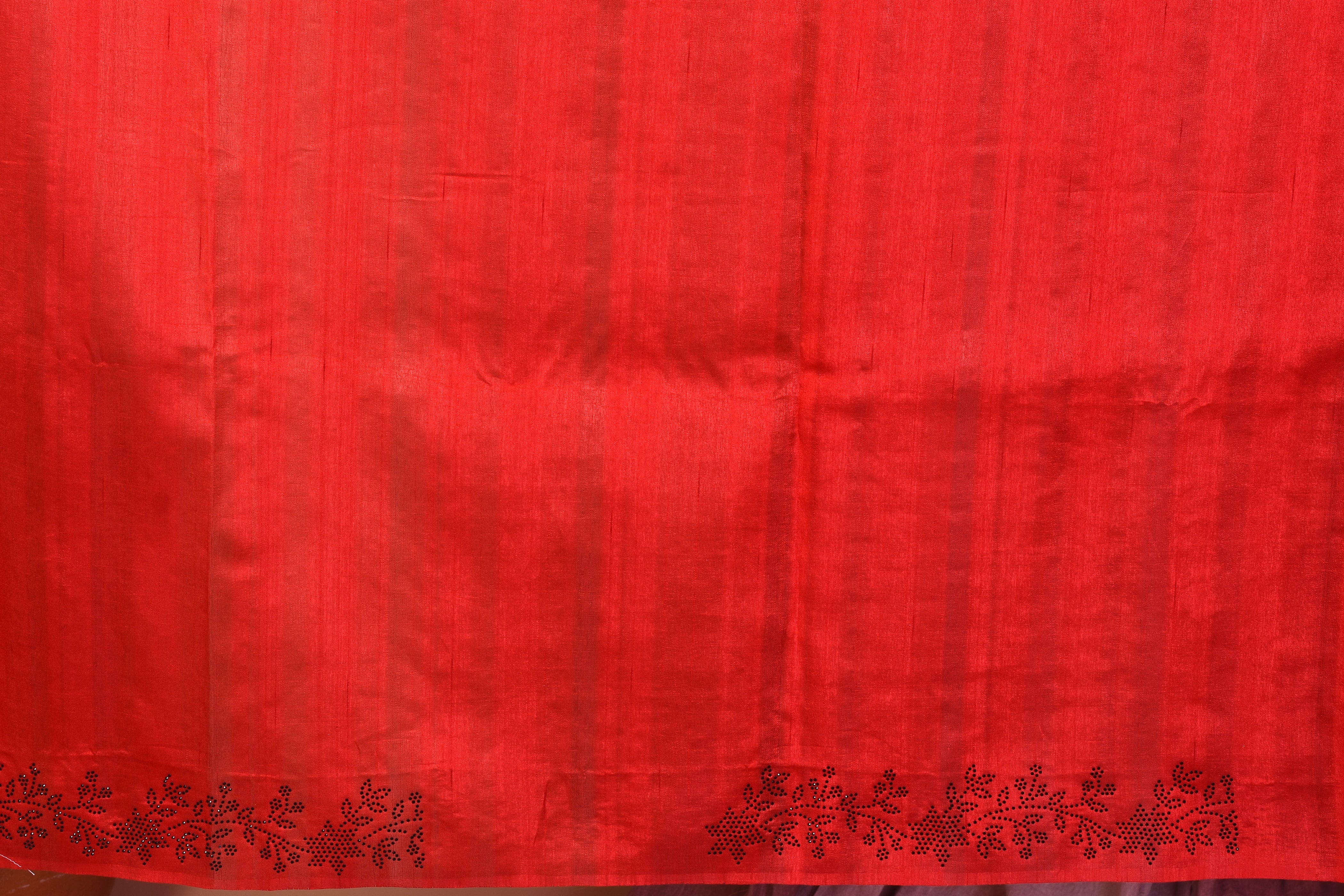 Red Blended Tussar Saree with Sequence - Keya Seth Exclusive