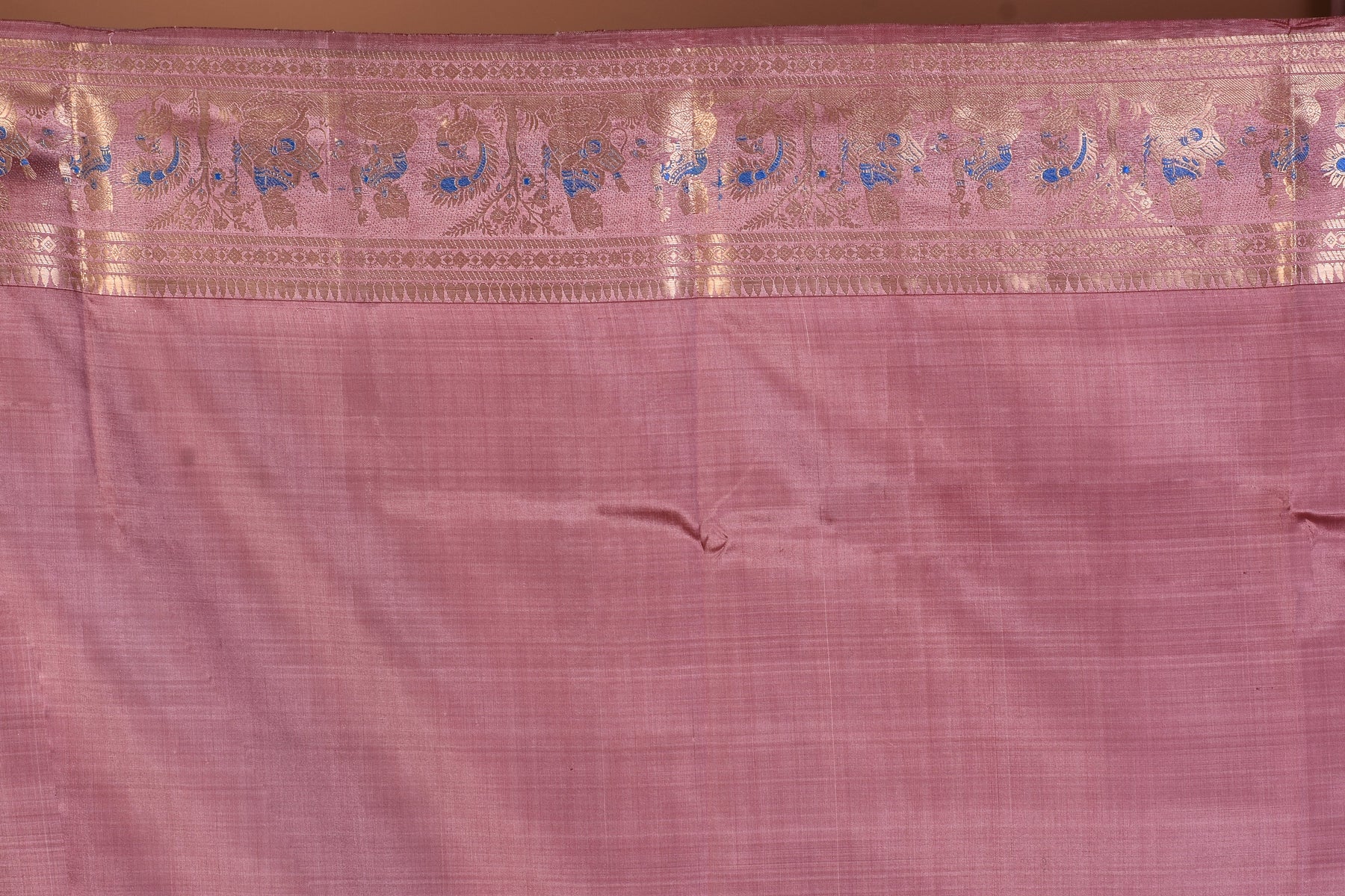 Onion Pink Pure Baluchari Saree with Golden Zari - Keya Seth Exclusive