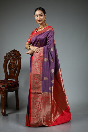 Purple Tussar Saree