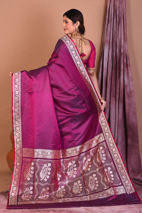 Magenta Blended Katan Saree with Golden Zari - Keya Seth Exclusive