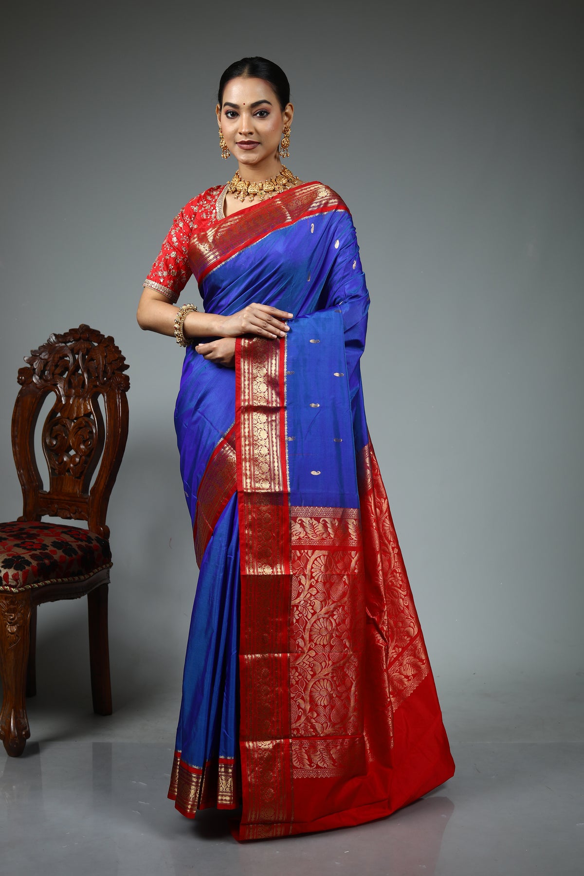 Royal Blue Pure Kanjivaram Silk Saree