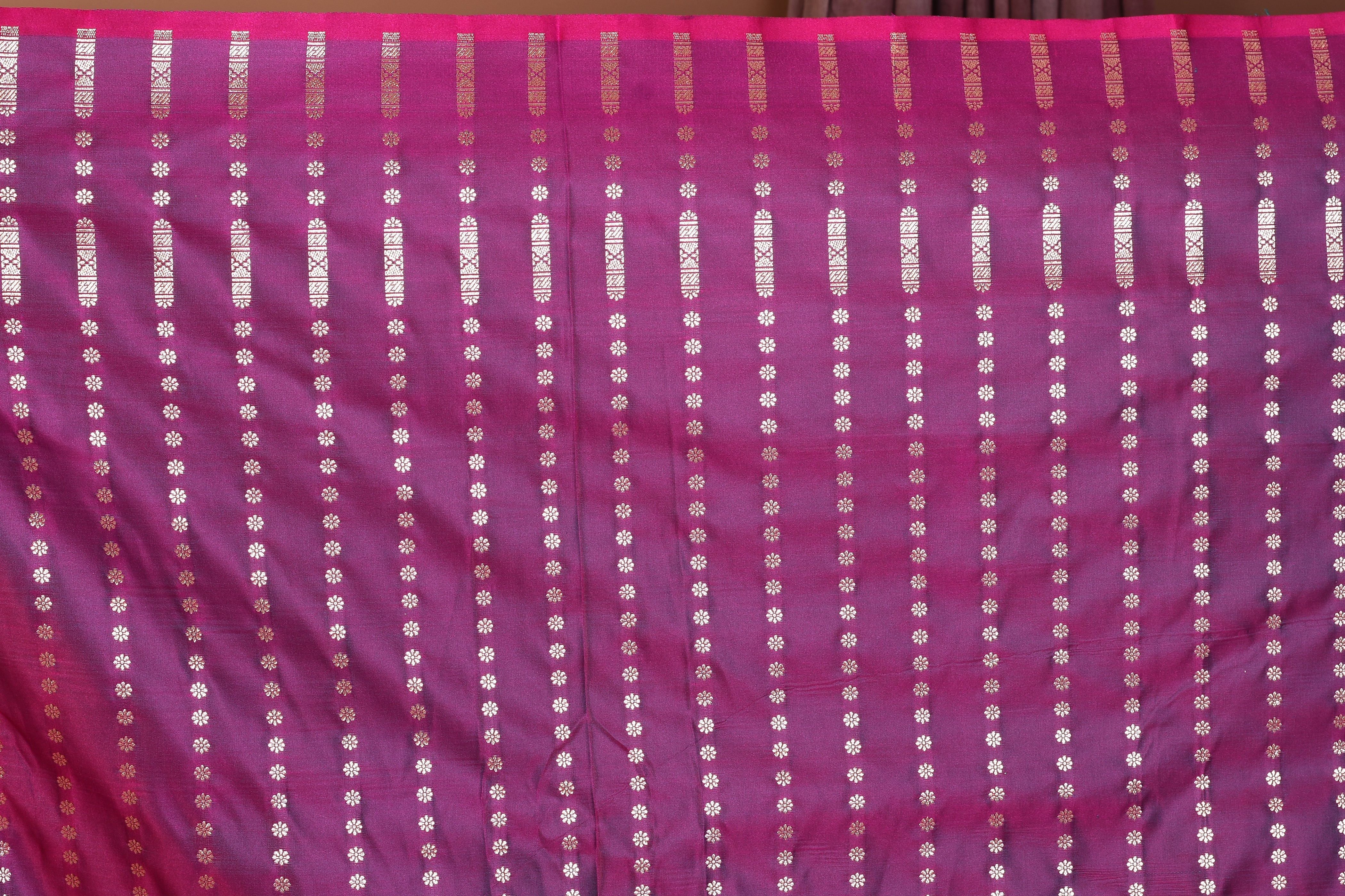 Magenta Blended Katan Saree with Golden Zari - Keya Seth Exclusive