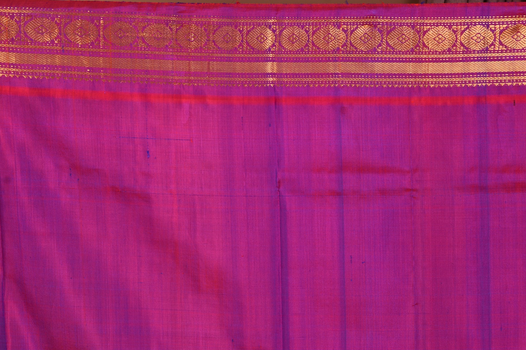 Mustard Pure Gadwal Saree with Magenta Borders - Keya Seth Exclusive