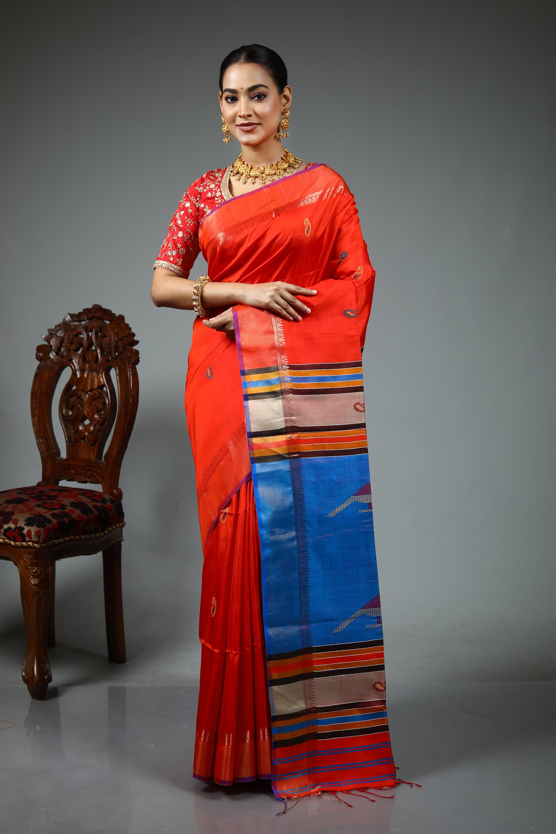 Red Kalashetra Saree