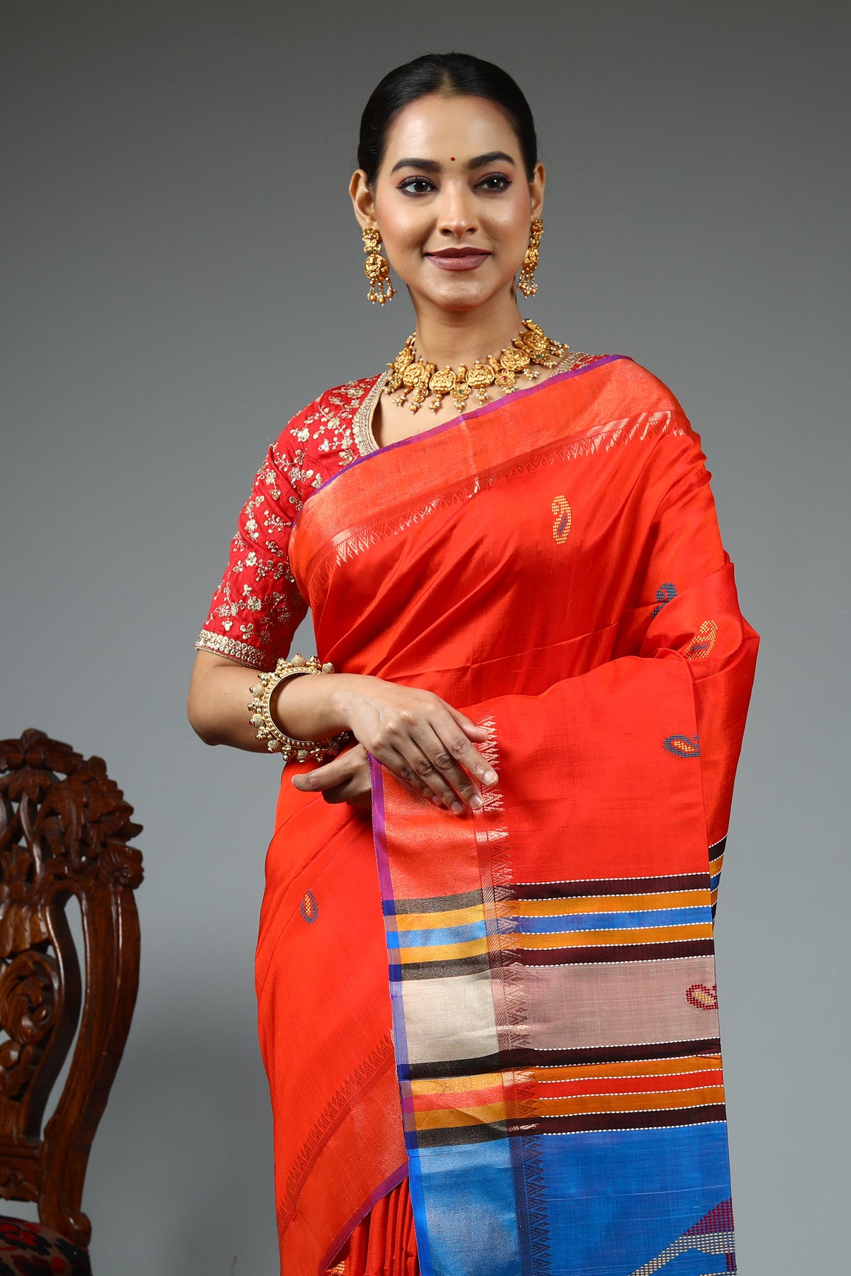 Red Kalashetra Saree