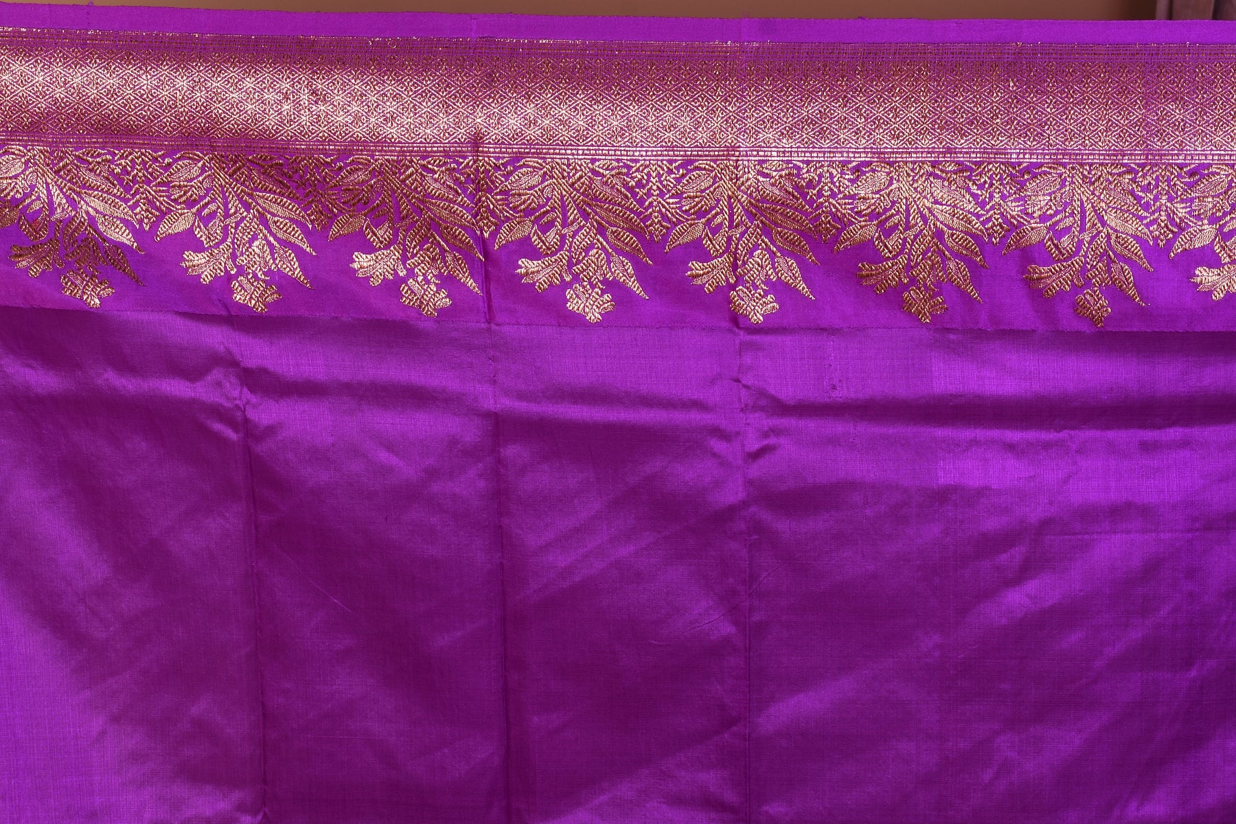 Rust Pure Tussar Saree with Purple Borders - Keya Seth Exclusive