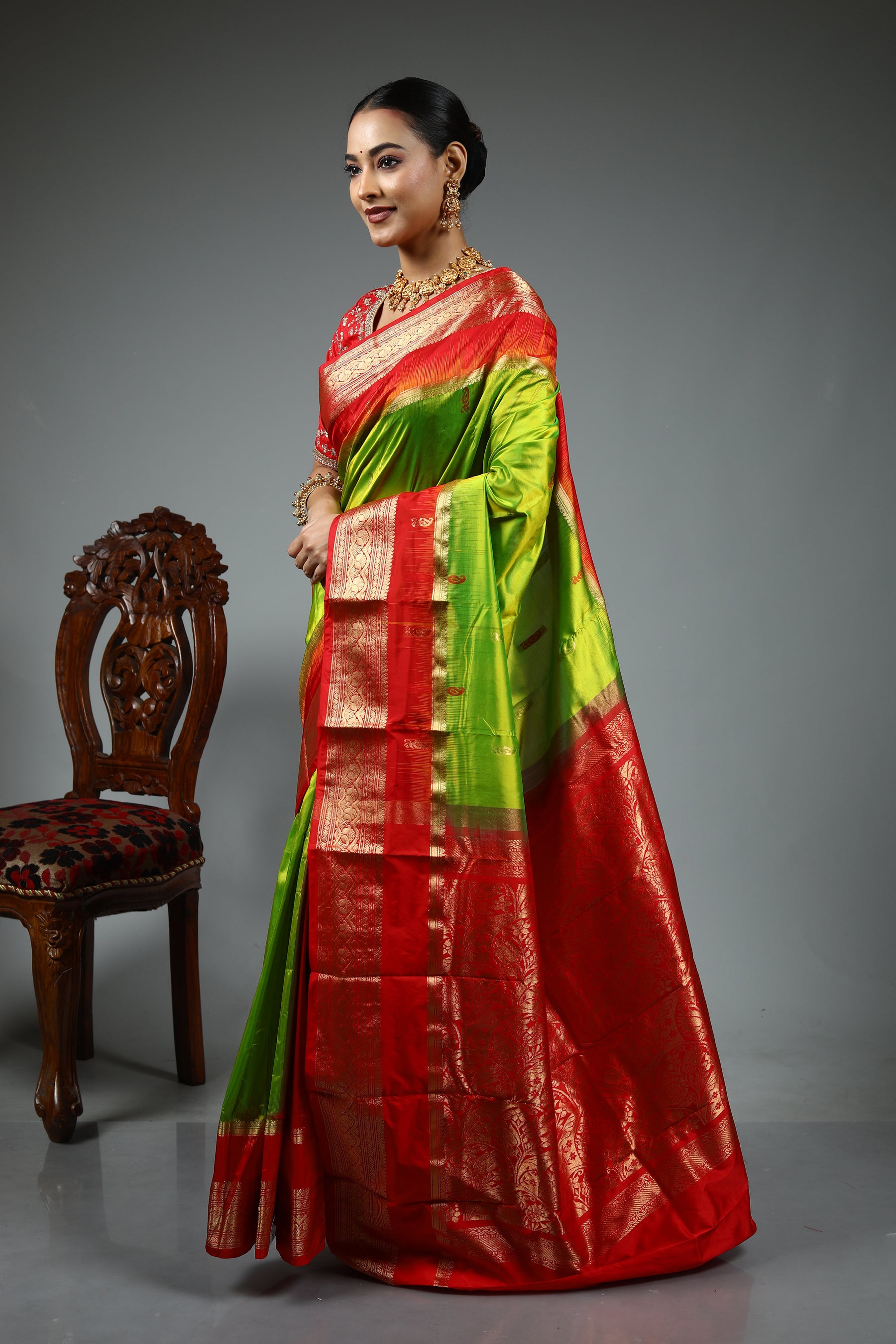 Leaf Green Pure Kanjivaram Saree