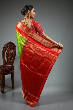 Leaf Green Pure Kanjivaram Saree