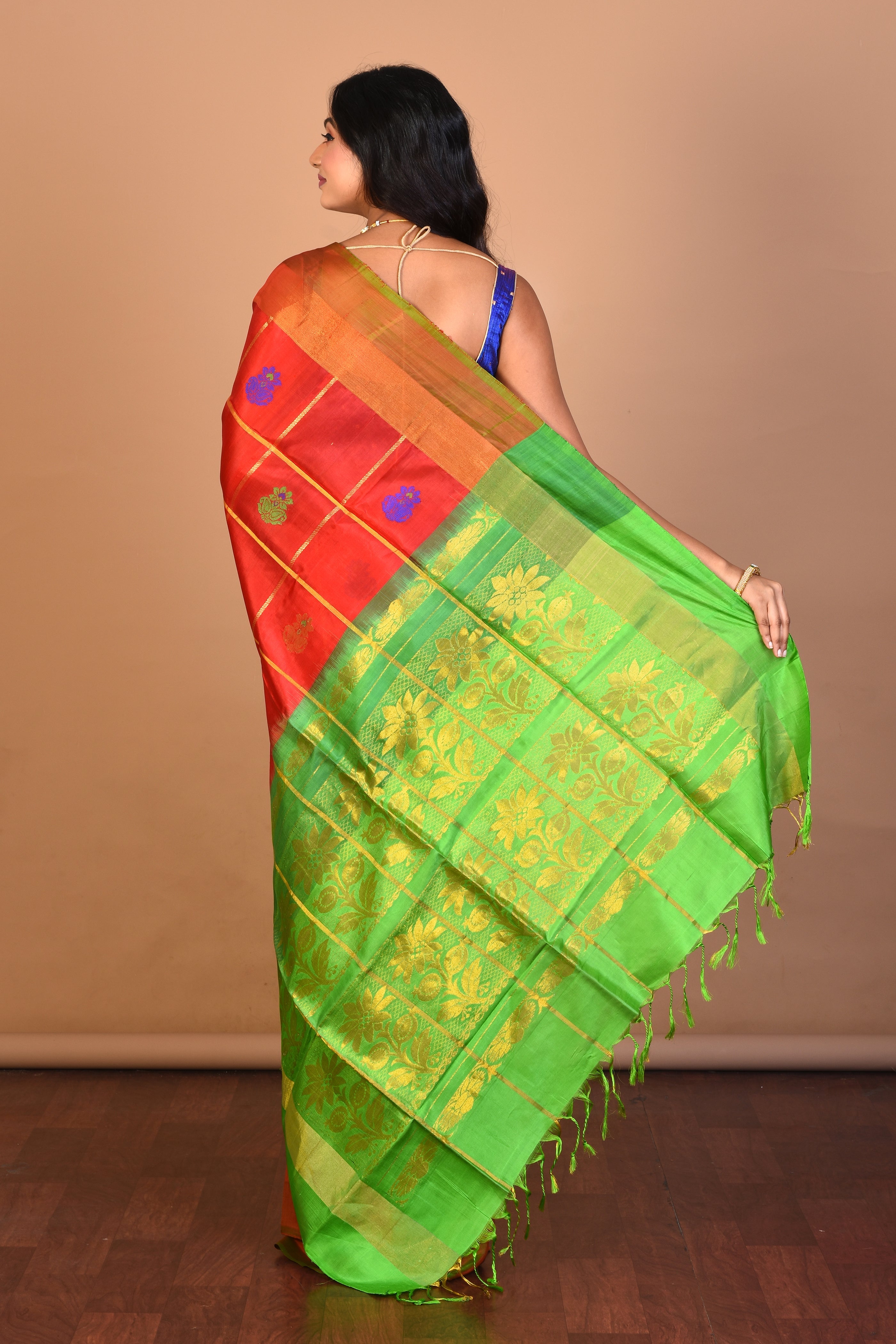 Red Pure Silk Saree with Blouse Piece - Keya Seth Exclusive