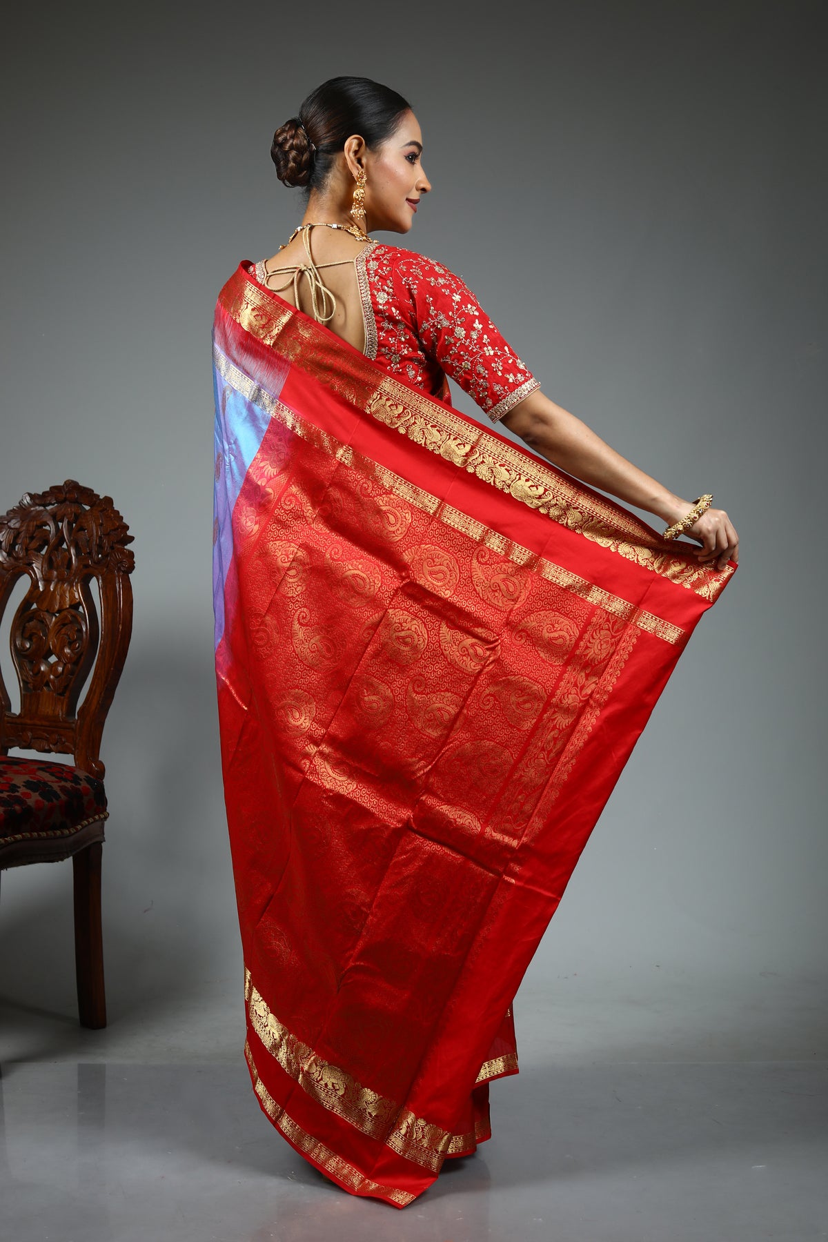 Blue Pure Kanjivaram Silk Saree