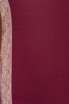 Wine Blended Khaddi Georgette Saree with Golden Zari - Keya Seth Exclusive