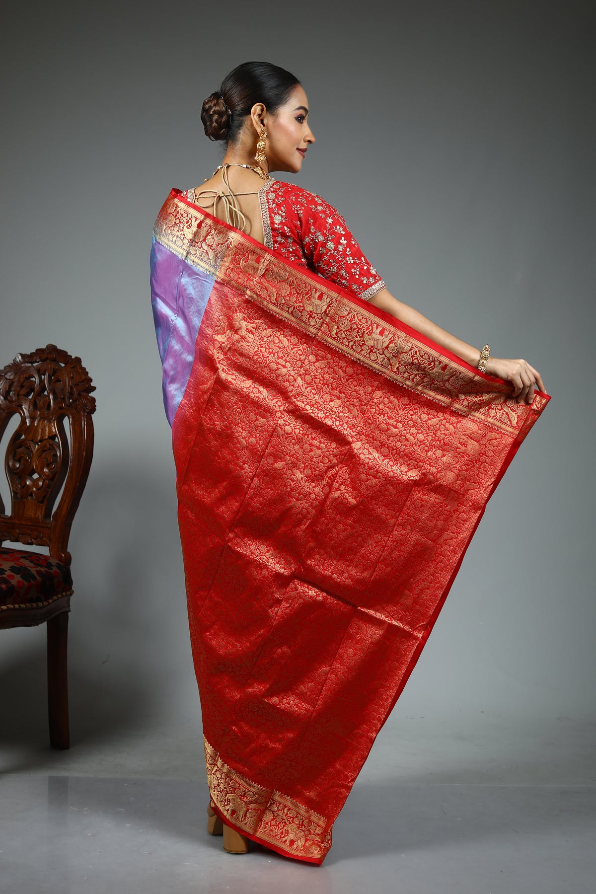 Lavender Pure Kanjivaram Silk Saree