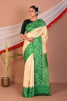Offwhite Blended Silk Saree - Keya Seth Exclusive