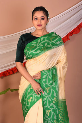 Offwhite Blended Silk Saree - Keya Seth Exclusive